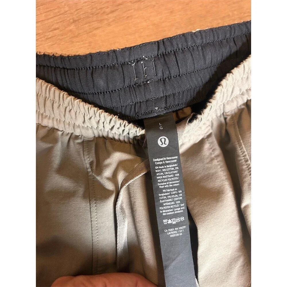 Lululemon Bowline Shorts Men's Size L Nomad Tan Elastic Waist Drawstring